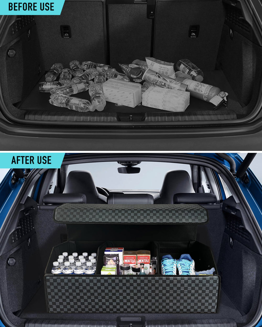 Fyzeoty water-resistant material protects contents from spills and moisture.