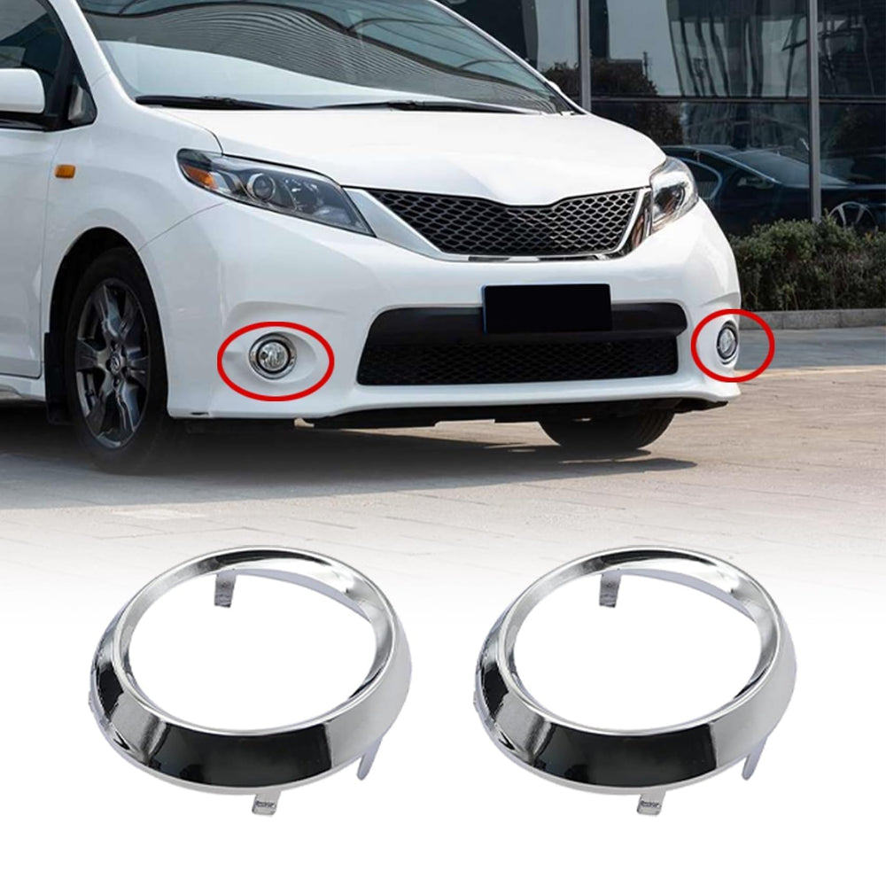 FZJDSD fog light bezel cover chrome front for Sienna SE, enhances appearance