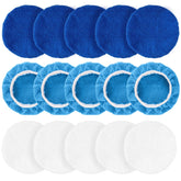 Fzxdfg 15-piece microfiber polishing pad kit for car waxing and home surfaces.