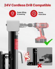 FZZD 20-24V drill compatible jack enables quick height changes using a power drill.
