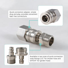 G-Sunny shower hose adapter with half inch threads for easy faucet connection.