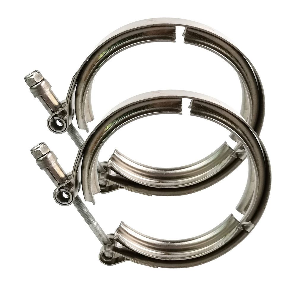GaeaAuto 304 stainless steel v-band clamp closeup highlighting corrosion resistance.