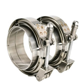GaeaAuto quick-release V-band clamp two-pack for turbo piping in stainless steel.