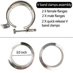 GaeaAuto V-band clamp close-up shows durable, corrosion-resistant 304 stainless steel.