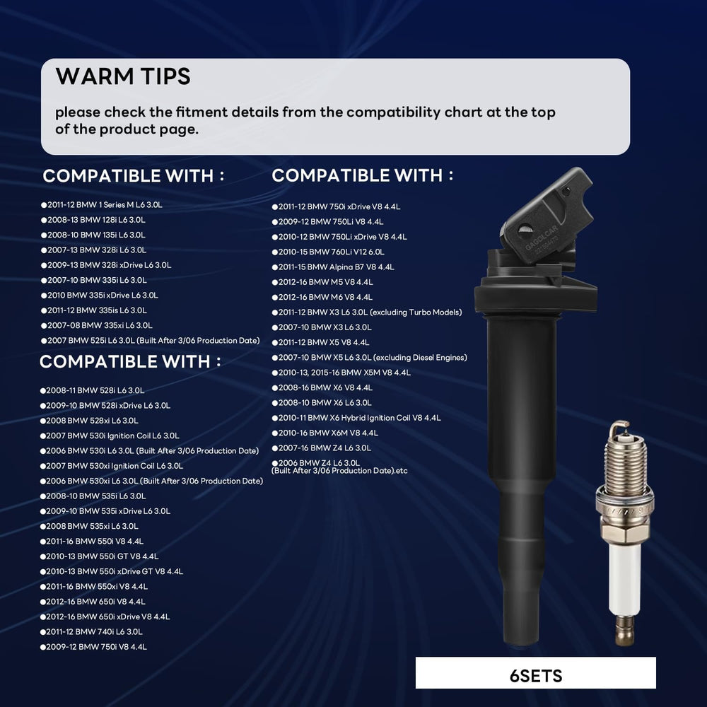 GAGOLCAR compatibility overview graphic, showcasing supported BMW models and fitment coverage.