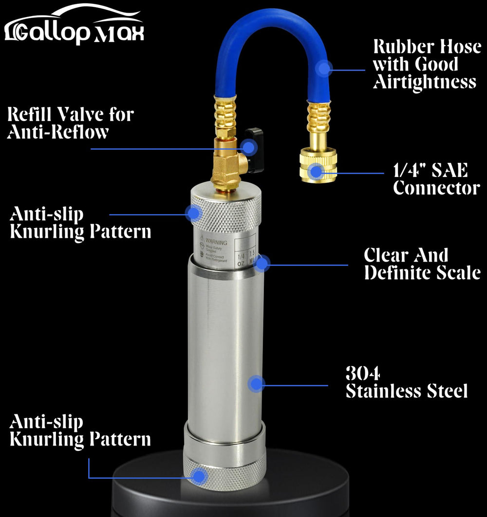 GallopMax oil checkers show current A/C oil level at a glance.