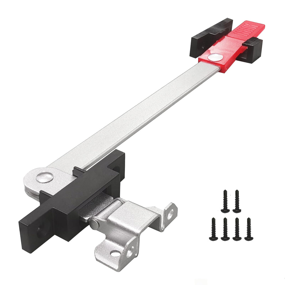 GAMPRO RV emergency window latch with red handle for quick, secure venting on travel trailers.