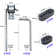 Ganluuree 7.6-inch 90-degree hanger rod for angled exhaust routes