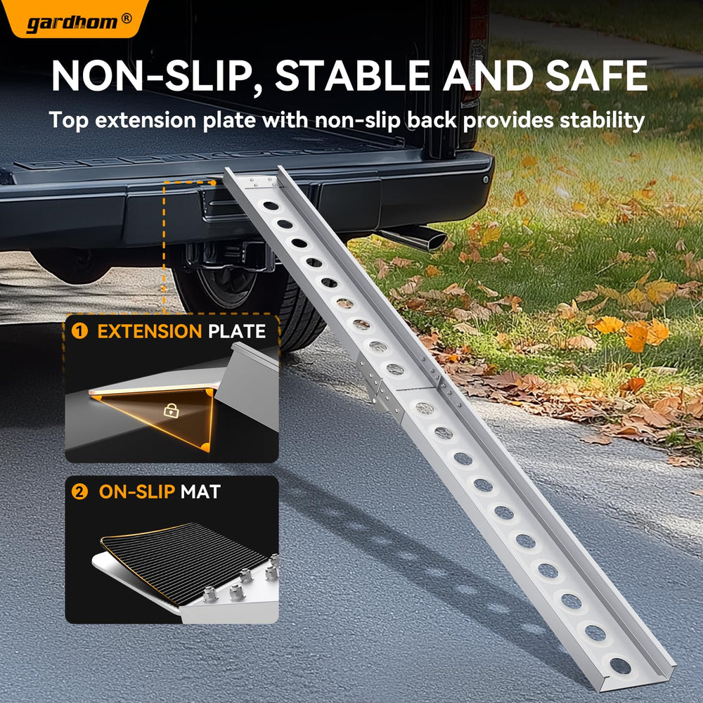 Gardhom nonslip ramp provides traction in wet conditions for stability.