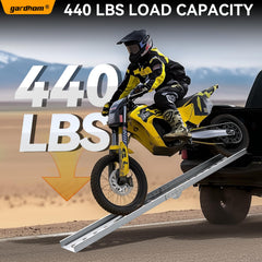 Gardhom portable loading ramp fits pickups and SUVs for versatility.
