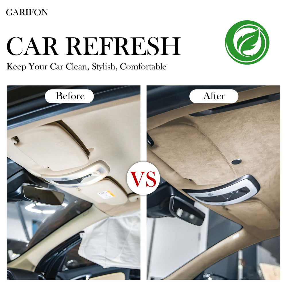 Garifon headliner installation demonstration showing adhesive-ready surface.
