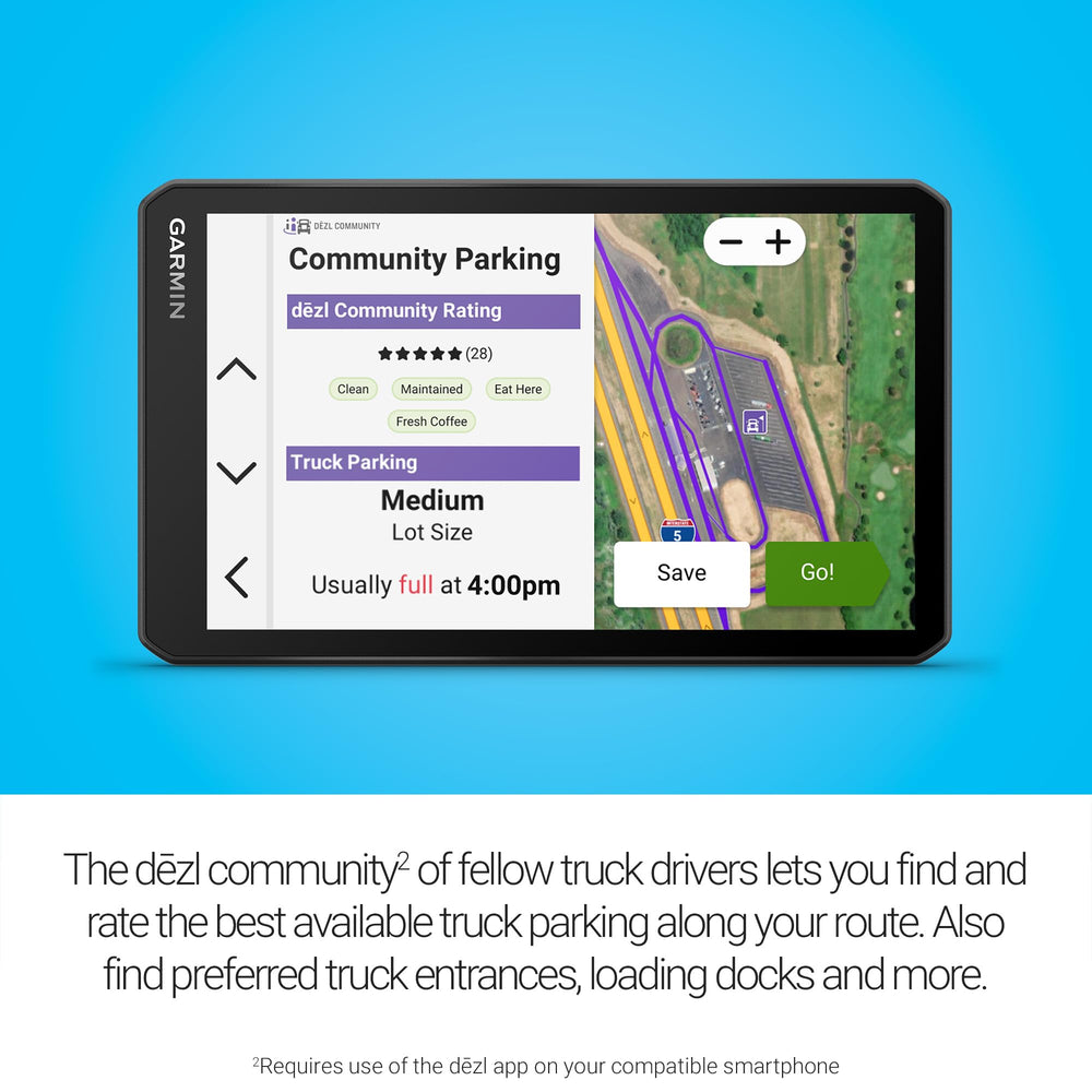 Garmin dēzl OTR720 PrePass notifications streamline weigh-station planning.