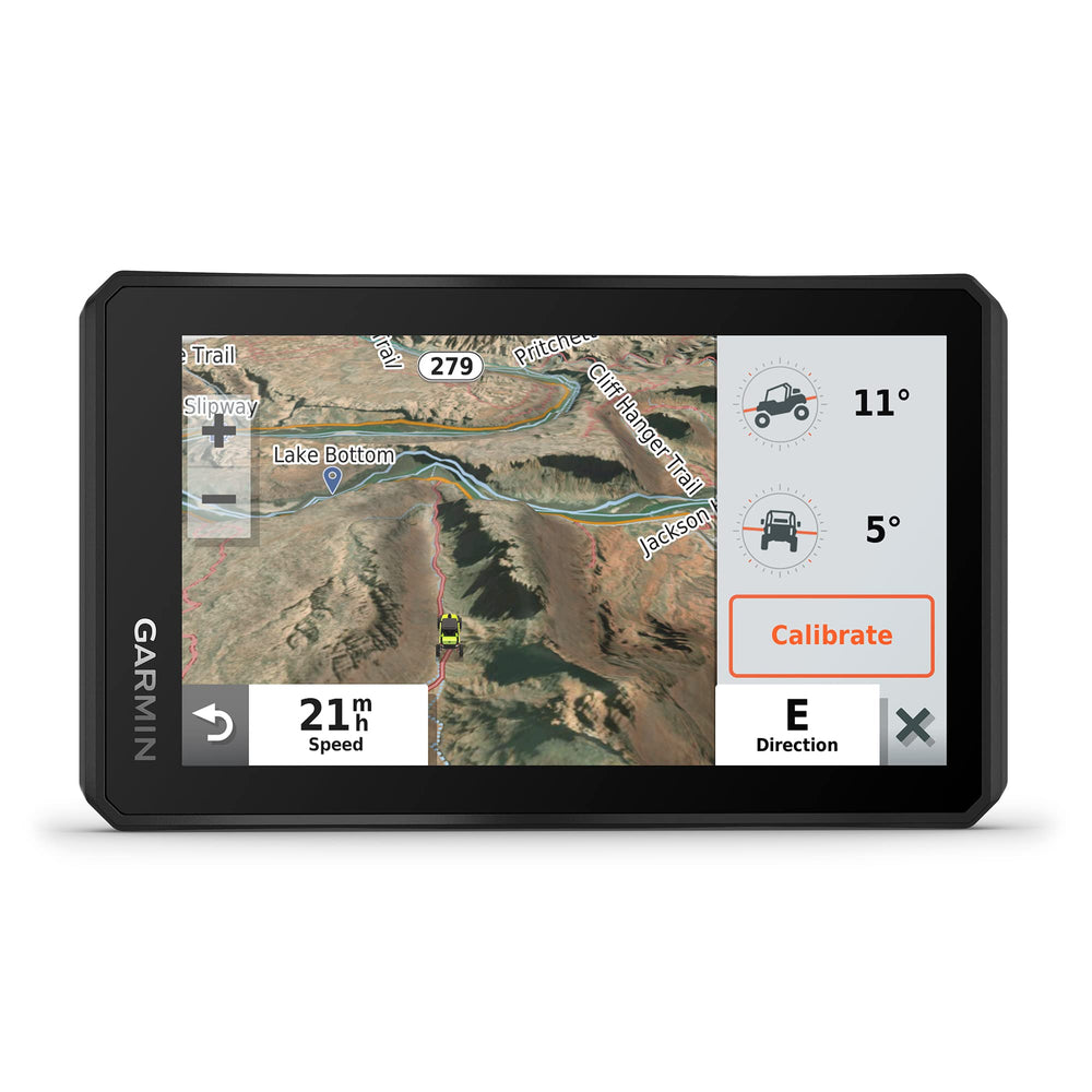 Garmin Tread 5.5-inch display shown in rugged conditions for off-road navigation