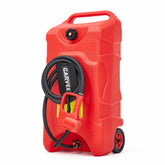 Garvee 16gal gas can with wheels for easy transport on rough terrain.