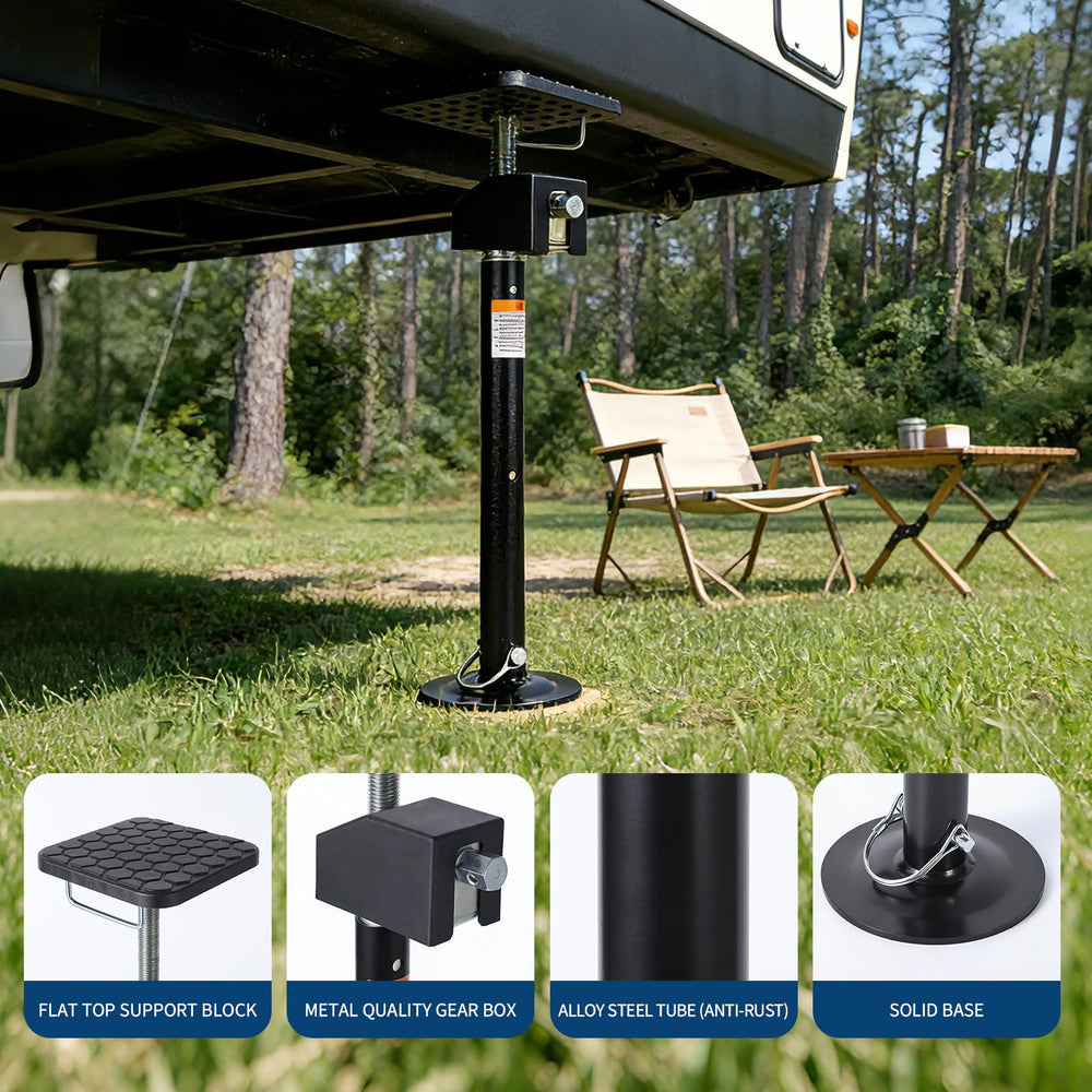 Garvee two-pack kit showing quick-lift extended height for camper leveling
