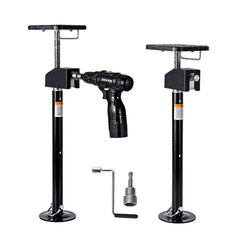 Garvee RV slide-out jack with flat-top block for stable contact on uneven ground