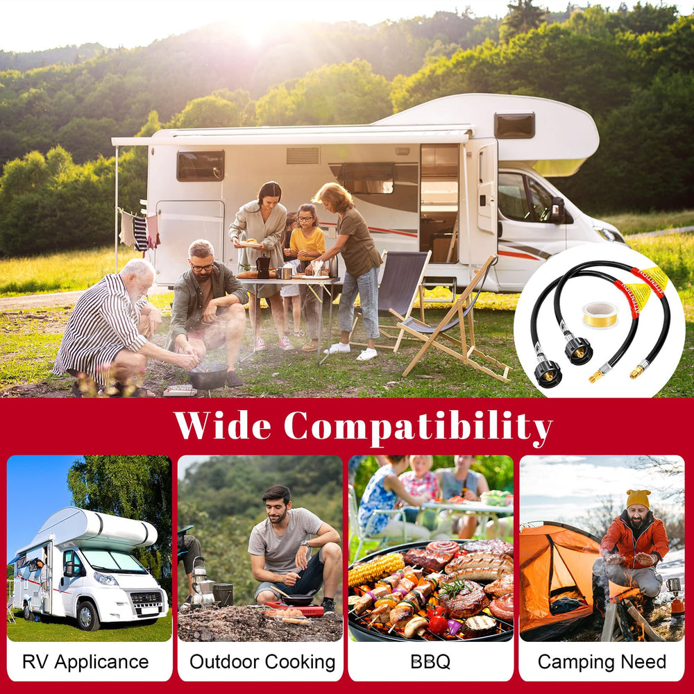 GasSaf compact hose kit ideal for RV camping and outdoor cooking