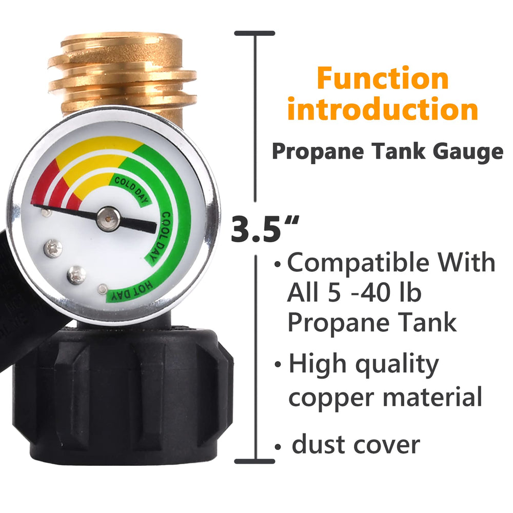 GasSaf propane gauge compatible with 5-40 lb Type1 connections.