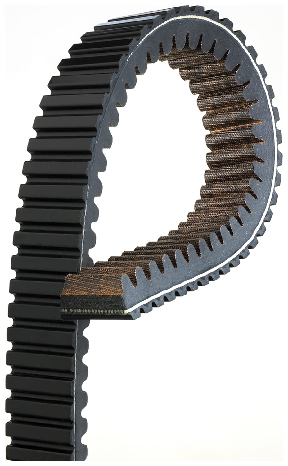 Gates 48R4289 G-Force Redline CVT belt close-up shows durable cog design for wear resistance.