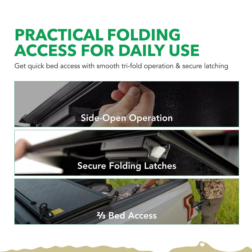 Gator EFX tri fold opened with bed rolled back for access