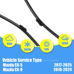 Gavimnal 18-inch passenger wiper blade enhances windshield clarity in wet conditions for Mazda CX-5 and CX-9