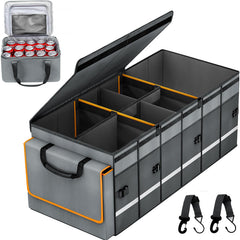 GDNasist trunk organizer with six dividers keeps cargo neat on road trips
