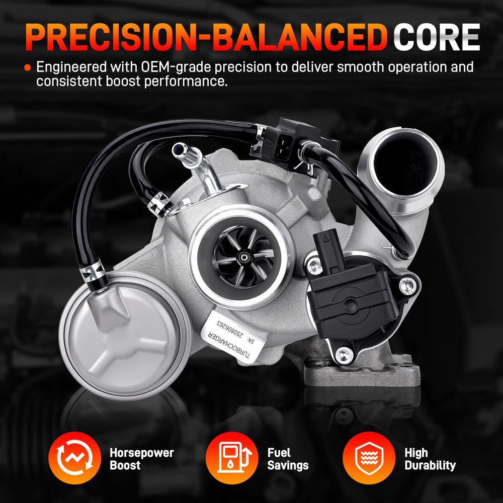 GDUKOP turbocharger installed in the Malibu engine bay demonstrates proper fit.