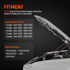GDUKOP front hood lift support for Dodge Ram 2500-3500 ensuring reliable hood support