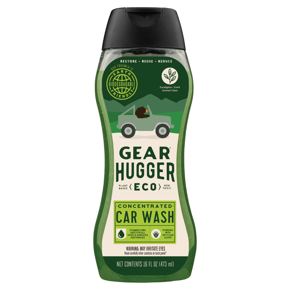 Gear Hugger Car Wash Soap bottle with rich foam showing thorough cleaning action