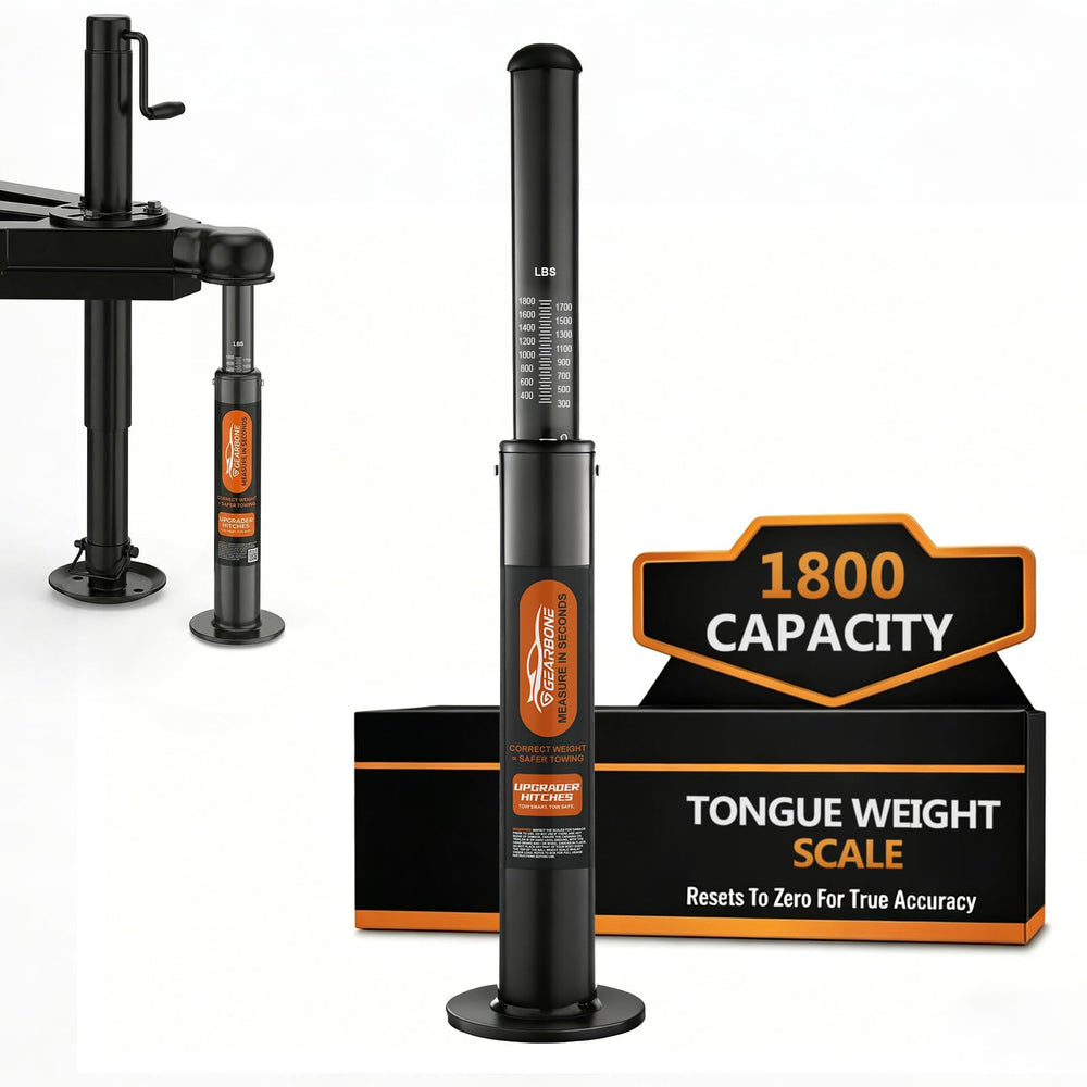 GEARBONE trailer tongue weight scale display shows real-time load guidance.