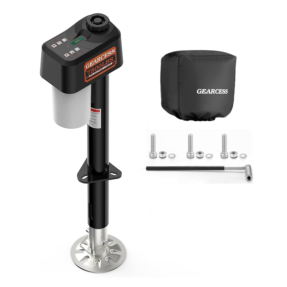 GEARCESS electric trailer jack 7500lbs for smooth hitching and stable lifting.