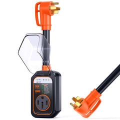 GEARGO 50A surge protector front view for safe RV power while camping.