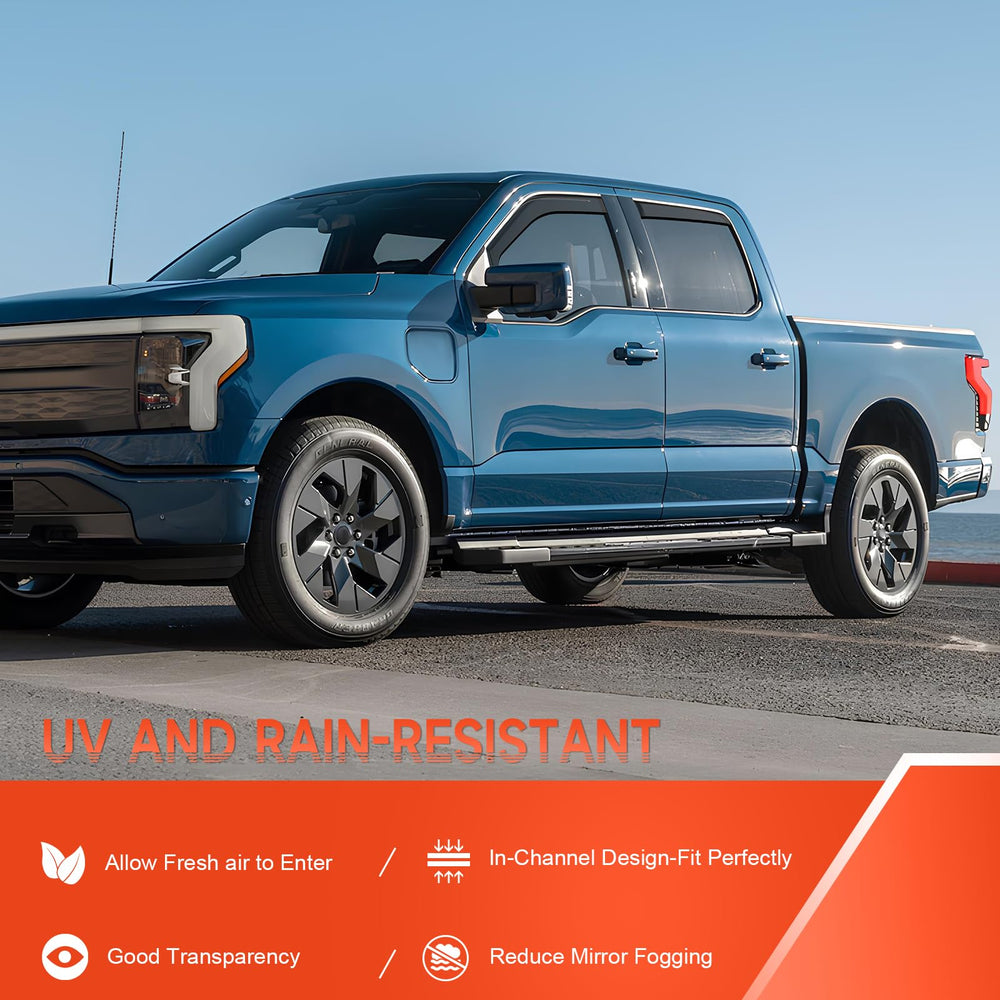 GEARMEISTER side-window deflectors enhance appearance on Ford F-150 Crew Cab.