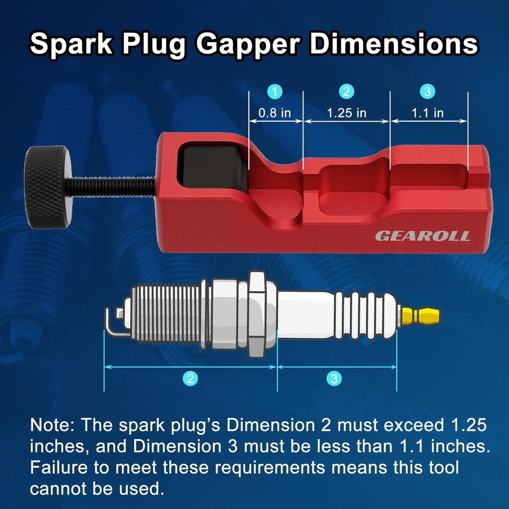 GEAROLL feeler gauge range from 0.001 to 0.040 inches included with tool.