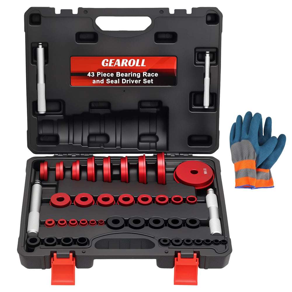 GEAROLL bearing press kit case and adapters for easy wheel bearing installation