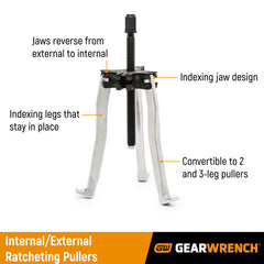 GearWrench puller legs indexed into place for stable setup.