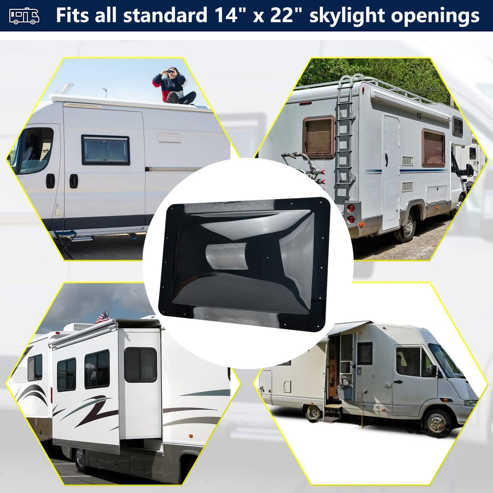 Geataat RV skylight outer dome on an RV demonstrates brighter daylight and night sky views.