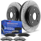 Geekstop front brake rotors for Ram 1500 (2011–2018) drilled and slotted.