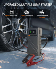 Geeneu 9000A jump starter side view, portable on-the-go power.