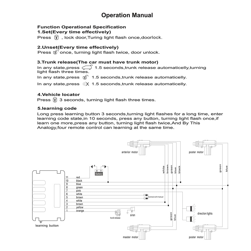 Geevorks trunk release relay note indicating optional trunk access