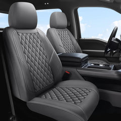 Geeyontek F150 seat cover front left view protects seats from spills.