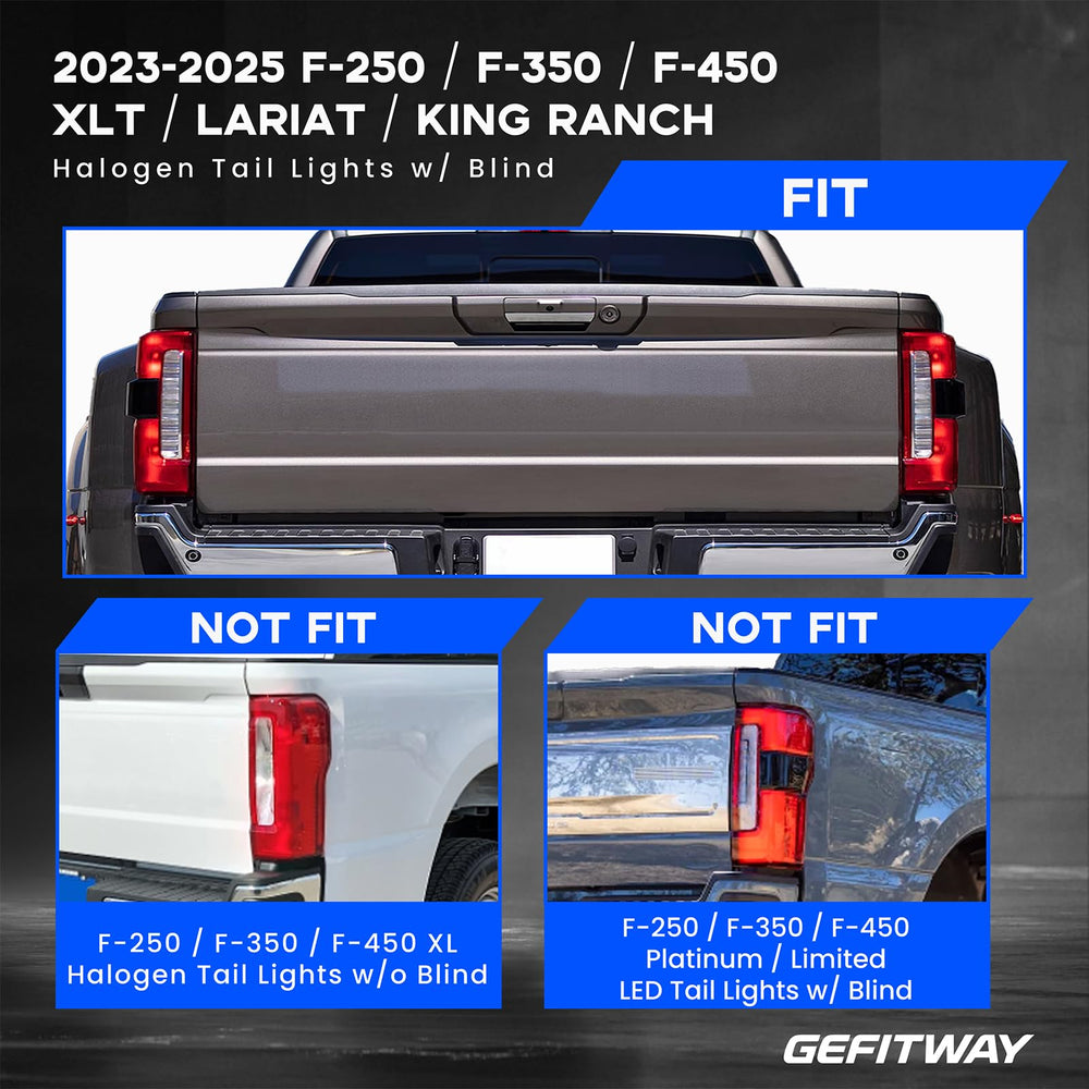 Gefitway halogen tail light front view for Ford F-250 with precise fit