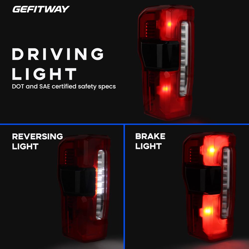 Gefitway tail light polycarbonate lens for bright nighttime visibility.