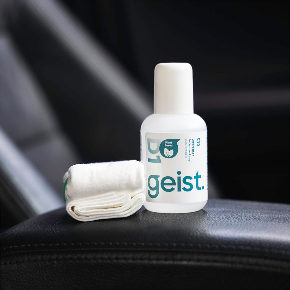 Geist degreaser in action lifting oil for adhesion.