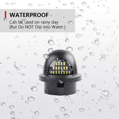 Gempro IP65 waterproof license plate light shown outdoors for all-weather performance.