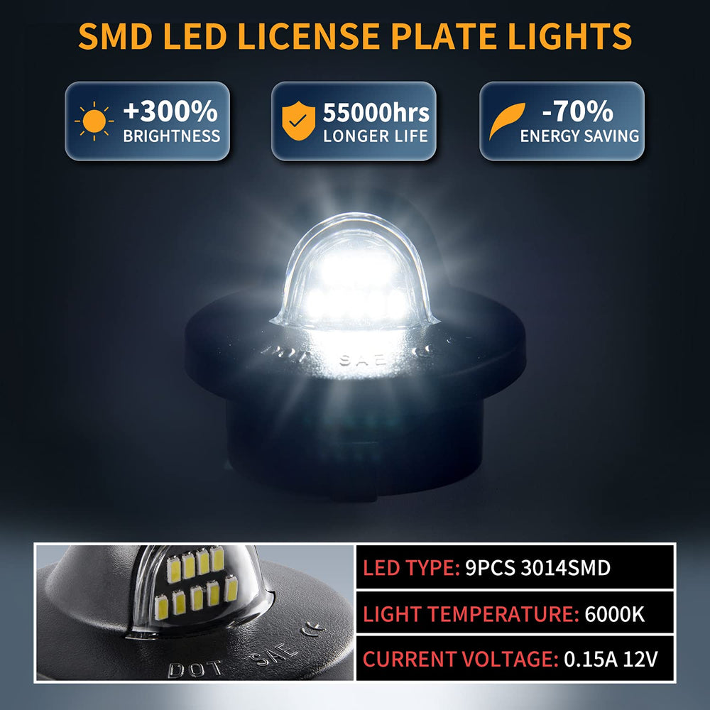 Gempro license plate light, side view, plug-and-play installation