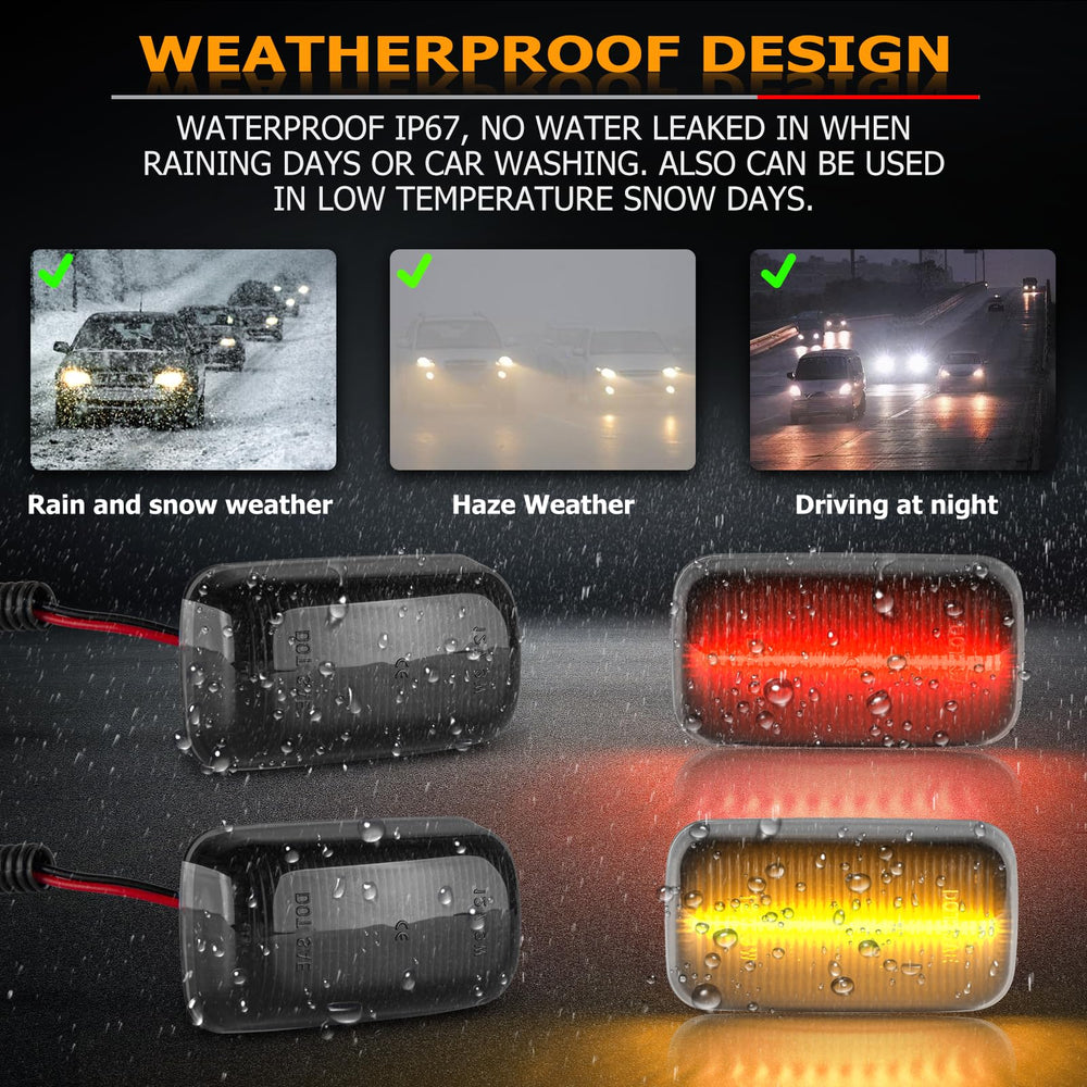 Gempro smoked lens amber markers withstand harsh weather and spray