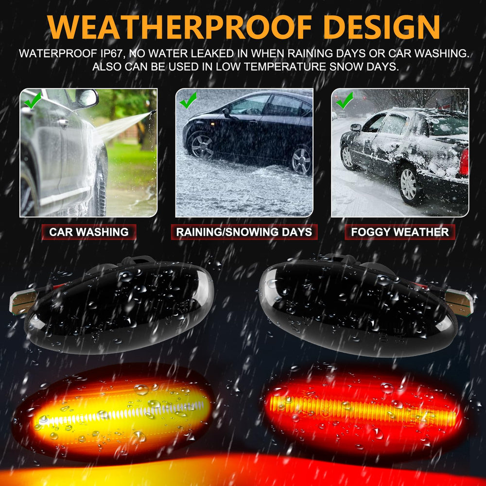 Gempro smoked lens with amber-red color enhances night visibility on the road.