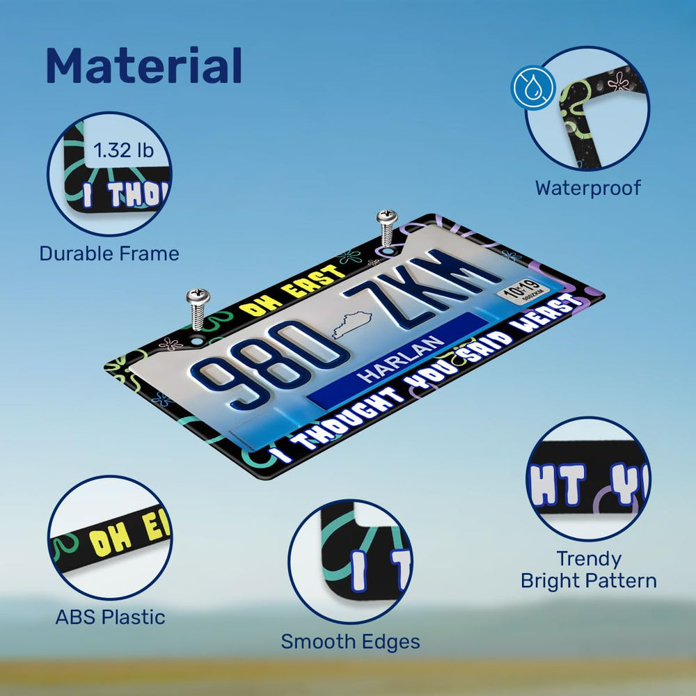 GENANY gothic cartoon design plate frame adds personality while remaining discreet.