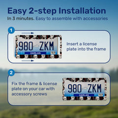 GENANY horror license frame installs quickly with two screws.
